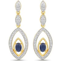 Vira Jewels Paar Ohrhänger 925-Sterling Silber vergoldet Glänzend Saphir blau von Vira Jewels