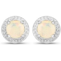 Vira Jewels Paar Ohrstecker 925-Sterling Silber rhodiniert Glänzend Opal weiß von Vira Jewels