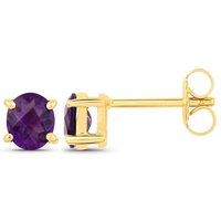 Vira Jewels Paar Ohrstecker 925-Sterling Silber vergoldet Glänzend Amethyst violett von Vira Jewels