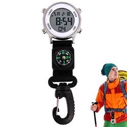 Digitale Clip-Uhr – Wasserfester Clip a Rucksack mit digitalem Karabinerhaken – Digitale Clip-Uhr mit Anzeige von Uhrzeit, Datum und Kompass Virtcooy von Virtcooy