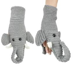 Kreative 3D-Stricksocke | Stricken Sie Elefanten-Handsocken | Rutschfeste Socken, gemütliche Bodensocken, lustige Grip-Socken für den Winter, Zuhause, Frauen Virtcooy von Virtcooy