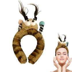 Lustige Stirnbänder für Frauen,Big Eye Cartoon mit Zöpfen Plüsch Stirnband - Kosmetisches weiches, flauschiges Stirnband zum Waschen von Anime-Kostüm-Cosplay-Zubehör Virtcooy von Virtcooy