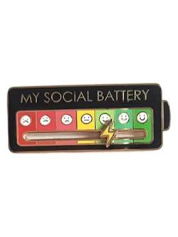 Sozialer Batterie-Pin | Meine soziale Batterie, kreative Anstecknadel, lustige Brosche für soziale Stimmung, Emaille-Stimmungsnadel für 7 Tage die Woche, funktionale ästhetische Brosche für Frauen von Virtcooy