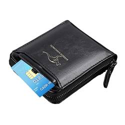 Virtcooy Geldbörse aus Leder für Männer mit Reißverschluss, Geldbörse aus echtem Leder für Ausweisfenster und Münzfach für Herren – Handtasche aus echtem Leder RFID von Virtcooy