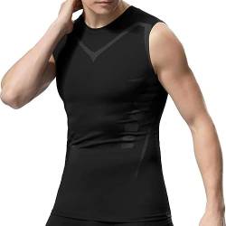 Virtcooy Kompressionsshirts für Männer zum Abnehmen | Shapewear Tummy Control Kompression Schlankmachende ärmellose Shirts | Hautfreundliche Ionic Body Shaper Weste, enges Unterhemd von Virtcooy