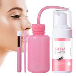 Wimpernshampoo,Lash Makeup Cleansing Foam Lash Extensions Cleanser mit Spülflaschenbürste | 100 ml Wimpernverlängerungsschaum und Bürsten, Augenlidreiniger für Make-up-Entferner, Salon, Virtcooy von Virtcooy