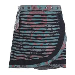 Vishes - Alternative Bekleidung - A Line Damen Wickelrock Kurzrock Mini Hippie Skirt mit Knöpfen grau-schwarz 36-46 von Vishes