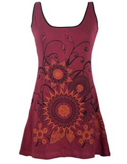 Vishes - Alternative Bekleidung - Ärmelloses Blumenkleid aus Baumwolle mit weitem Ausschnitt dunkelrot 46 von Vishes