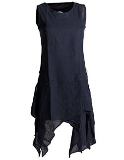 Vishes - Alternative Bekleidung - Ärmelloses Zipfeliges Lagenlook Kleid/Tunika aus handgewebter Baumwolle schwarzuni 36 von Vishes