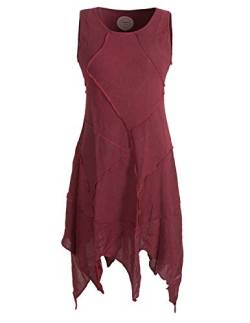 Vishes - Alternative Bekleidung - Armloses Einfarbiges Patchwork Zipfelkleid aus handgewebter Baumwolle dunkelrot 34 von Vishes