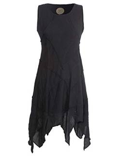 Vishes - Alternative Bekleidung - Armloses Einfarbiges Patchwork Zipfelkleid aus handgewebter Baumwolle schwarz 36 von Vishes