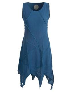 Vishes - Alternative Bekleidung - Armloses Einfarbiges Patchwork Zipfelkleid aus handgewebter Baumwolle türkis 36 von Vishes