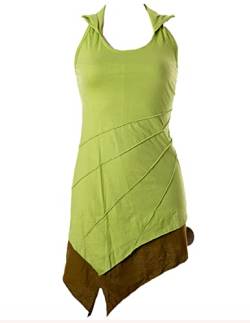 Vishes - Alternative Bekleidung - Asymetrischer Neckholder aus Baumwolle mit Zipfelkapuze - zweifarbig grün 36 von Vishes