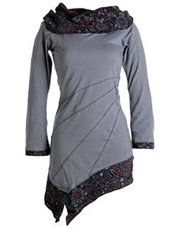 Vishes - Alternative Bekleidung - Asymmetrisches Kleid aus Baumwolle mit Schalkragen grau 40 (L) von Vishes