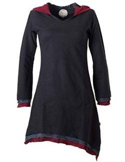 Vishes - Alternative Bekleidung - Asymmetrisches Lagenlook Kleid Longshirt Zipfelkapuze Baumwolle schwarz 44 von Vishes