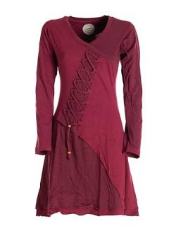 Vishes - Alternative Bekleidung - Asymmetrisches Langarm Damen Baumwoll-Keid Shirt-Kleid dunkelrot 36 von Vishes