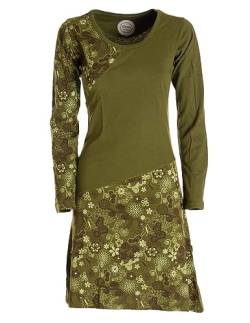 Vishes - Alternative Bekleidung - Asymmetrisches Langarm Jersey Kleid Damen kurz Olive 36 von Vishes