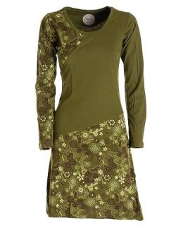 Vishes - Alternative Bekleidung - Asymmetrisches Langarm Jersey Kleid Damen kurz Olive 44 von Vishes