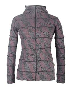 Vishes - Alternative Bekleidung - Bedruckte Damen Patchwork Hoodie Jacke Baumwolle Zipfelkapuze grau 40 von Vishes