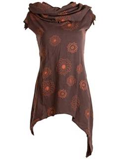 Vishes - Alternative Bekleidung - Bedruckte Tunika aus Baumwolle mit Kragenkapuze Dunkelbraun 40 (L) von Vishes