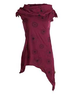 Vishes - Alternative Bekleidung - Bedruckte Tunika aus Baumwolle mit Kragenkapuze dunkelrot 40 (L) von Vishes