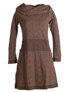 Vishes - Alternative Bekleidung - Bedrucktes Kleid aus Baumwolle mit Schalkragen Dunkelbraun 38 von Vishes