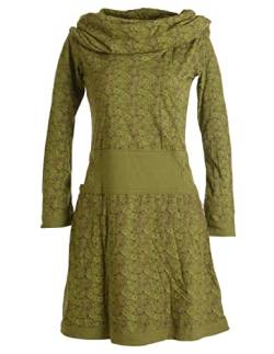 Vishes - Alternative Bekleidung - Bedrucktes Kleid aus Baumwolle mit Schalkragen Olive 42 von Vishes