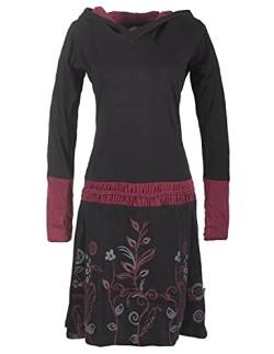Vishes - Alternative Bekleidung Bedrucktes Langarm Damen Blumen Hoodie Kleid Kapuze Geknüpfter Gürtel schwarz 46 von Vishes