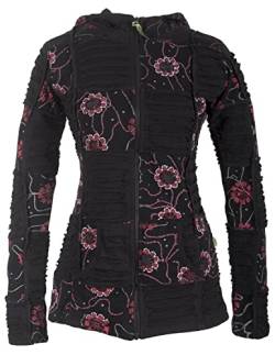 Vishes - Alternative Bekleidung - Bestickte Damen Blumen Patchworkjacke Hoodie Baumwolle Zipfelkapuze schwarz 32 von Vishes