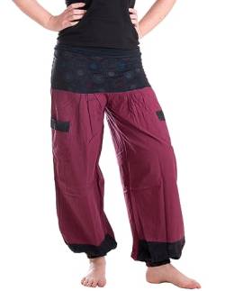 Vishes - Alternative Bekleidung - Chino Haremshose aus Baumwolle mit Hosentaschen und farbigem, elastischem Bund - Kurzgröße dunkelrot 36/38 von Vishes