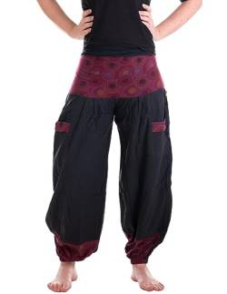Vishes - Alternative Bekleidung - Chino Haremshose aus Baumwolle mit Hosentaschen und farbigem, elastischem Bund - Kurzgröße schwarz 36/38 von Vishes