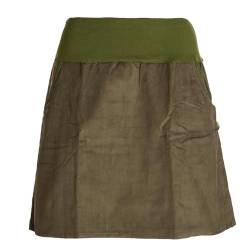 Vishes - Alternative Bekleidung - Cordrock Damen Knielang Breiter Bund Taschenrock Röcke Cord Olive 44-46 von Vishes