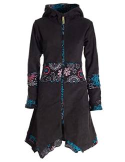 Vishes - Alternative Bekleidung - Damen Fleece Mantel Fleecemantel Hooded Cardigan Zipfelkapuzenjacke schwarz 42 von Vishes