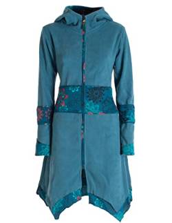 Vishes - Alternative Bekleidung - Damen Fleece Mantel Fleecemantel Hooded Cardigan Zipfelkapuzenjacke türkis 36 von Vishes