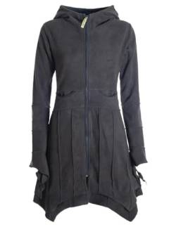 Vishes - Alternative Bekleidung - Damen Fleecemantel Cardigan Zipfelkapuzenjacke Hooded Fleece Strickjacke schwarz 42 von Vishes