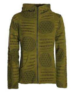 Vishes - Alternative Bekleidung - Damen-Jacke Blume des Lebens Sweatjacke Hippie-Jacke Kapuzen-Jacke olive 38-40 von Vishes