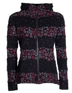 Vishes - Alternative Bekleidung - Damen-Jacke Blumen Patch-Sweatjacke Hippie-Jacke Kapuzenjacke schwarz 44 von Vishes
