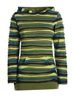 Vishes - Alternative Bekleidung - Damen Kapuzenshirt Pullover Hoodie PSY Shirt mit Kapuze gestreift Streifen Olive 38 von Vishes