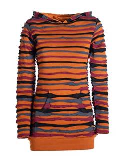 Vishes - Alternative Bekleidung - Damen Kapuzenshirt Pullover Hoodie PSY Shirt mit Kapuze gestreift Streifen orange 38 von Vishes