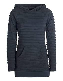 Vishes - Alternative Bekleidung - Damen Kapuzenshirt Pullover Hoodie PSY Shirt mit Kapuze gestreift Streifen schwarz 46 von Vishes