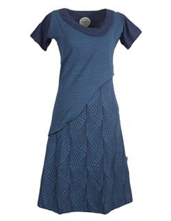 Vishes - Alternative Bekleidung - Damen Kurzarm Lagenlook Kleid Hippie Streifen Punkte Muster dunkelblau 36 von Vishes