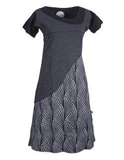 Vishes - Alternative Bekleidung - Damen Kurzarm Lagenlook Kleid Hippie Streifen Punkte Muster schwarz 36 von Vishes