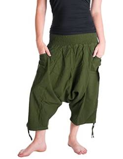 Vishes - Alternative Bekleidung - Damen Lässige Extra Weite Hose Baggy Schlupfhose Dehnbund Taschen Olive von Vishes