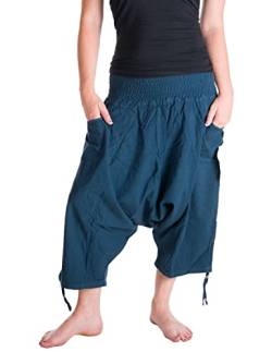 Vishes - Alternative Bekleidung - Damen Lässige Extra Weite Hose Baggy Schlupfhose Dehnbund Taschen türkis von Vishes