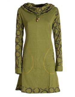 Vishes - Alternative Bekleidung - Damen Lang-arm Kleid Schal-Kleid Winterkleider Baumwollkleid Olive 36 von Vishes