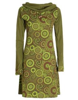 Vishes - Alternative Bekleidung - Damen Lang-arm Kleid Schal-Kleid Winterkleider Baumwollkleid Olive 36 von Vishes