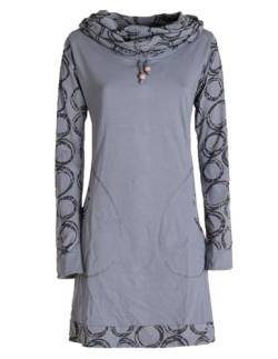Vishes - Alternative Bekleidung - Damen Lang-arm Kleid Schal-Kleid Winterkleider Baumwollkleid grau 40 von Vishes