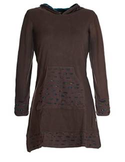 Vishes - Alternative Bekleidung - Damen Langarm-Shirtkleid Hoodie-Kleid Baumwollkleid Kapuze braun 42 von Vishes