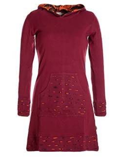 Vishes - Alternative Bekleidung - Damen Langarm-Shirtkleid Hoodie-Kleid Baumwollkleid Kapuze dunkelrot 40-42 von Vishes
