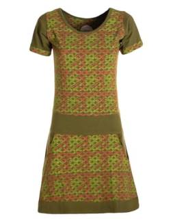 Vishes - Alternative Bekleidung - Damen Longshirt-Kleid Kurzarm Mini-Kleid Tunika-Kleid T-Shirtkleid Olive 36 von Vishes